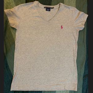 Ralph Lauren classic grey v neck tee xs